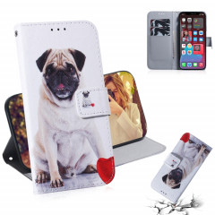 Dessin coloré Horizontal Flip Cuir Coating, avec porte-carte et portefeuille et portefeuille pour iPhone 13 Pro (Pug)