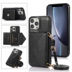 Sac de carte croisé multi-fonctionnel TPU + Coque arrière PU avec support et portefeuille pour iPhone 13 PRO (Noir)