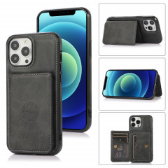 Texture de veau Sac de cartes magnétiques PU Case antichoc avec support et fente de carte pour iPhone 13 Pro (Noir)