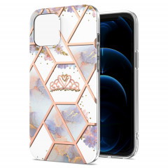 Cas d'épissage de fleurs de marbre de galvanoplastie TPU Case antichoc pour iPhone 13 Pro (Crown)