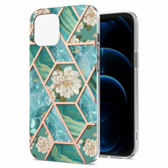 Épissage de galvanoplastie Modèle de fleur de marbre TPU Case antichoc pour iPhone 13 Pro (fleur bleue)