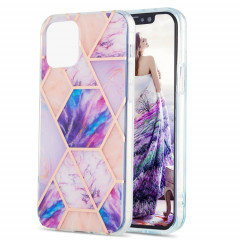 Épissage de galvanoplastie Motif de fleur de marbre Dual-côté IMD TPU TPU Case antichoc pour iPhone 13 Mini (Violet léger)