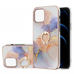 Motif de galvanoplastie IMD TPU Case antichoc avec porte-bague en strass pour iPhone 13 (marbre blanc laiteux)