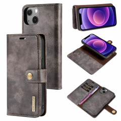DG.Ming Crazy Horse Texture Tournez en cuir magnétique détachable avec porte-cartes et portefeuille pour iPhone 13 (gris)