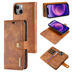 DG.ming Crazy Horse Texture Tournez en cuir magnétique détachable avec porte-carte et portefeuille pour iPhone 13 (Brown)