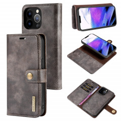 DG.Ming Crazy Horse Texture Tournez en cuir magnétique détachable avec porte-cartes et portefeuille pour iPhone 13 Pro (gris)