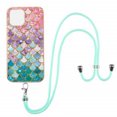 Motif de galvanoplastie IMD TPU Case antichoc avec lanière à col pour iPhone 13 PRO (balances colorées)