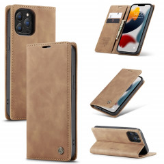 Caseme-013 Boîtier en cuir horizontal horizontal rétro multifonctionnel givré avec fente et portefeuille et portefeuille pour iPhone 13 PRO (Brown)