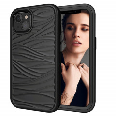 Motif d'onde 3 en 1 Cas de protection Silicone + PC antichoc pour iPhone 13 (Noir)