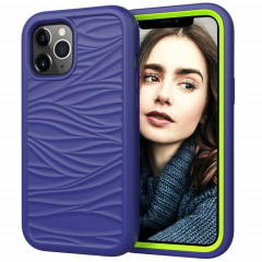 Motif de vague 3 en 1 Cas de protection Silicone + PC antichoc pour iPhone 13 Pro (Navy + Olivine)