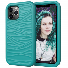 Motif d'onde 3 en 1 Cas de protection de Silicone + PC antichoc pour iPhone 13 Pro (vert sombre vert)