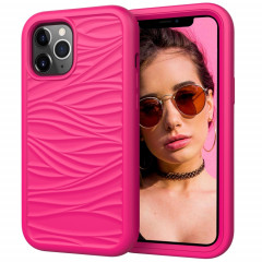 Motif d'onde 3 en 1 Cas de protection Silicone + PC antichoc pour iPhone 13 Pro (rose chaud)