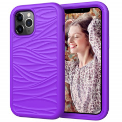 Motif de vague 3 en 1 Cas de protection Silicone + PC antichoc pour iPhone 13 Pro (violet)