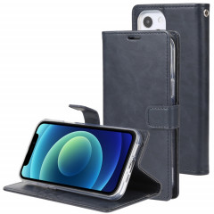 GOOSPERY Blue Moon Crazy Horse Texture Horizontal Flip Cuir Case avec support & Card Slot & Portefeuille pour iPhone 13 (Bleu foncé)