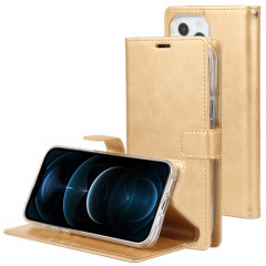 GOOSPERY Blue Moon Crazy Horse Texture Horizontal Flip Cuir Case avec support & Card Slot & Portefeuille pour iPhone 13 Pro (Or)