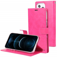 HOOSPERY Blue Moon Crazy Horse Texture Horizontale Flip Cuir Case avec support et portefeuille pour iPhone 13 Pro Max (Rose Rose)