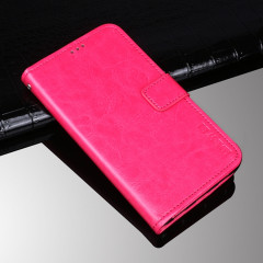 Idewei Crazy Horse Texture Horizontal Flip Cuir Coating avec porte-cartes et portefeuille pour iPhone 13 Pro (Rose Rouge)