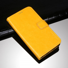 Idewei Crazy Horse Texture Horizontal Flip Cuir Case avec support & Card Slots & Portefeuille pour iPhone 13 PRO (Jaune)