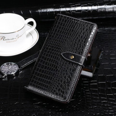 Étui de cuir horizontal de texture de crocodile Idewei avec support et portefeuille pour carte et portefeuille pour iPhone 13 (noir)