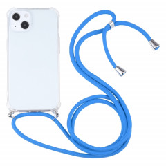 Cas de protection TPU transparent transparent à quatre angles avec lanière pour iPhone 13 (bleu)