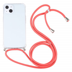 Cas de protection TPU TPU transparent à quatre angles avec lanière pour iPhone 13 (Orange)
