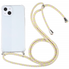Cas de protection TPU TPU transparent à quatre angles avec lanière pour iPhone 13 (jaune or)