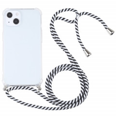 Cas de protection TPU TPU transparent à quatre angles avec lanière pour iPhone 13 (Blanc Blanc)