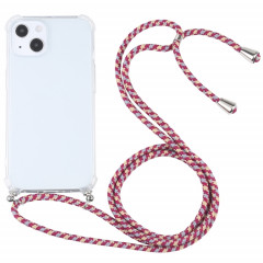 Cas de protection TPU TPU transparent à quatre angles avec lanière pour iPhone 13 (jaune gris rouge)