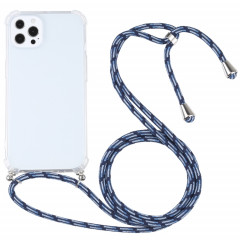Cas de protection TPU TPU transparent à quatre angles avec lanière pour iPhone 13 Pro (bleu coloré)