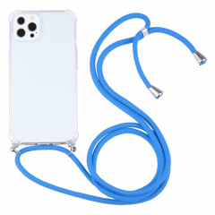Cas de protection TPU TPU transparent à quatre angles avec lanière pour iPhone 13 Pro (Bleu)