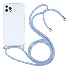 Cas de protection TPU TPU transparent à quatre angles avec lanière pour iPhone 13 Pro (gris bleu)