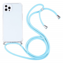 Cas de protection TPU transparent transparent à quatre angles avec lanière pour iPhone 13 Pro (Lac Bleu)