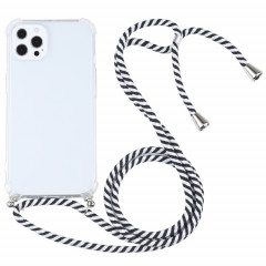 TPU TPU TPU transparent à quatre angles avec lanière pour iPhone 13 Pro (Blanc Blanc)