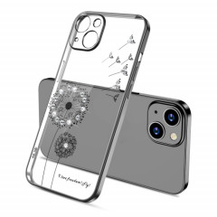 Modèle de pissenlit diamant de galvanoplastie TPU Cas de protection antichoc pour iPhone 13 (noir)