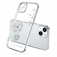 Modèle de pissenlit de diamant de galvanoplastie TPU Cas de protection antichoc pour iPhone 13 (argent)