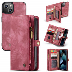 Caseme-008 étui en cuir horizontal multifonctionnel multifonctionnel détachable avec fente et portefeuille à glissière et cadre photo pour iPhone 13 (rouge)