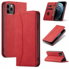 Texture de la peau de la peau Texture en peau de veau à double pli magnétique Horizontal Horizontal Toas Coating avec porte-cartes et portefeuille pour iPhone 13 Pro (rouge)