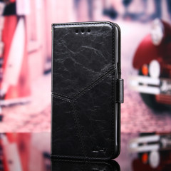 Couture géométrique Horizontal Flip TPU + PU Coque en cuir avec porte-carte Slots & Portefeuille pour iPhone 13 Pro (Noir)