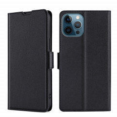 Boucle latérale ultra-mince Boucle latérale PU + TPU Horizontal Horizontal Cuir Coating avec support et emplacement de carte pour iPhone 13 Pro (Noir)