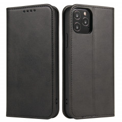Texture de mollet Horizontal Horizontal Horizontal Boîtier avec porte-cartes et portefeuille pour iPhone 13 Pro Max (Noir)