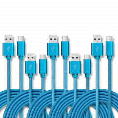 5 PCS USB à USB-C / Type-C Nylon TRESSION DE DONNÉES DE TRANSMISSION DE TRANSMISSION DE TRANSMISSION DE CABLE: 2M (bleu)