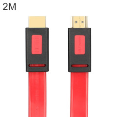 Câble plat HDMI HDMI plaqué or ultra hd ultra HD ultra HD, longueur de câble: 2m (rouge transparent)