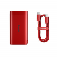 BASEUS CCGP070009 GAN3 PRO 65W Dual USB-C / Type-C + Chargeur rapide USB GAN + 1M Xiaobai Série 100W USB-C / TYPE-C à USB-C / TYPE-C Régulateur de chargement rapide de données de chargement rapide, Plug CN (rouge)
