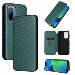 Pour Ulefone NOTE 13P Texture de la fibre de carbone Magnétique Horizontal Horizontal Flip Coque Téléphone (Vert)