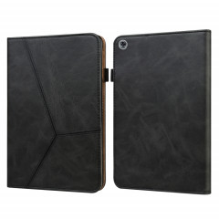 Pour Huawei MediaPad M5 Lite 10.1 Étui en cuir rayé en relief de couleur solide (noir)