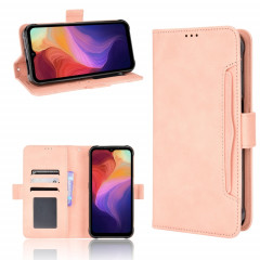 Pour Ulefone Power Armor 14/14 Pro Skin Feel Texture Texture Texture Slots Cuir Phone Case (rose)
