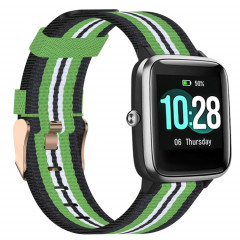 Pour ID205 Band de montre tressée en nylon de 19 mm (noir + vert)