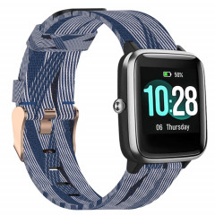 Pour ID205 Band de montre tressée en nylon 19 mm (bleu + blanc)