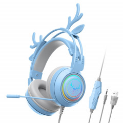 SOYTO SY-G25 Antlers RGB HD Microphone 3D Space Sound Casque de jeu filaire (Bleu)