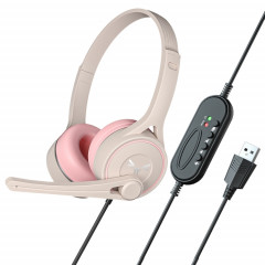 SOYTO SY-G30 Casque de jeu ergonomique à suppression de bruit filaire, interface : USB (gris rose)